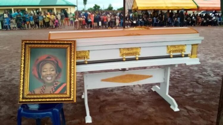 Adah Ameh's remains lying in state.