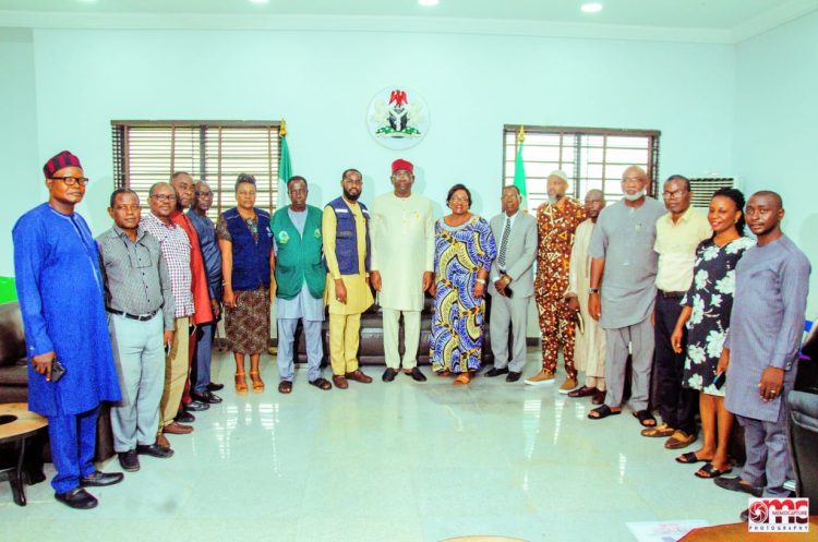 Deputy Gov., Barr Sam Ode middle (with red cap) in a group picture with the State Primary Healthcare Board.