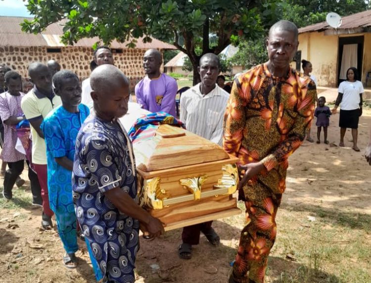 The remains of Mama Salome Awo Adikpe being conveyed for final internment